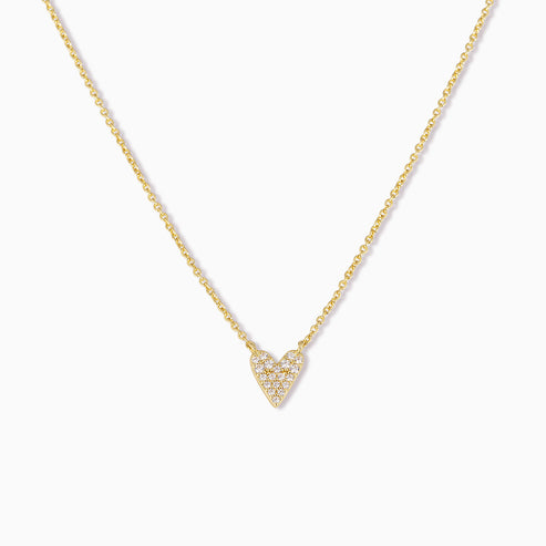 Full Pavé Heart Pendant Chain Necklace in Gold | Uncommon James