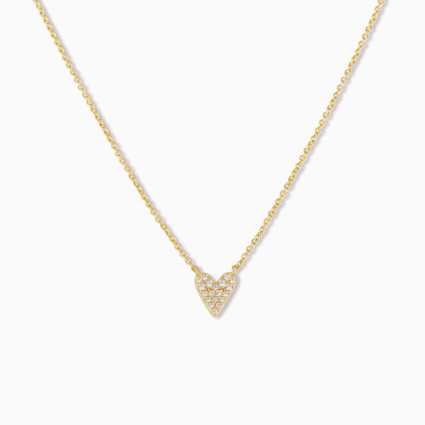 Full Pavé Heart Pendant Chain Necklace in Gold | Uncommon James