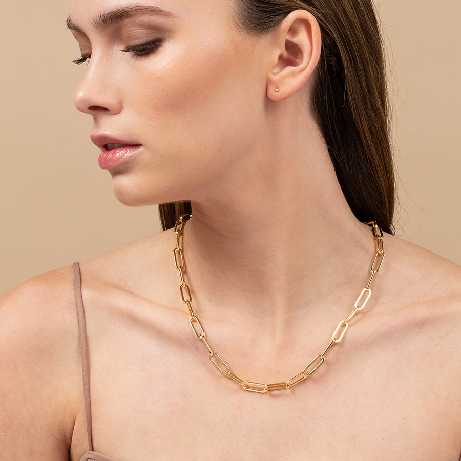 Linked Up Necklace | Gold | Model Image | Uncommon James