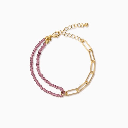 Purple Bead and Chain Bracelet | Gold | Product Image | Uncommon James
