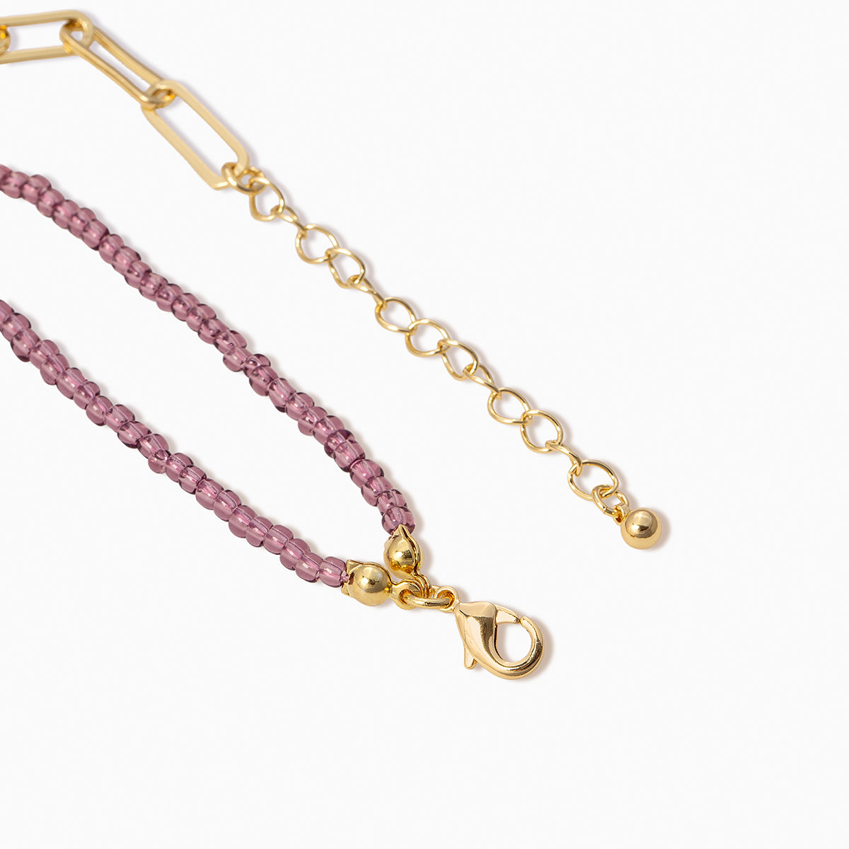 Purple Bead and Chain Bracelet | Gold | Product Detail Image 2 | Uncommon James