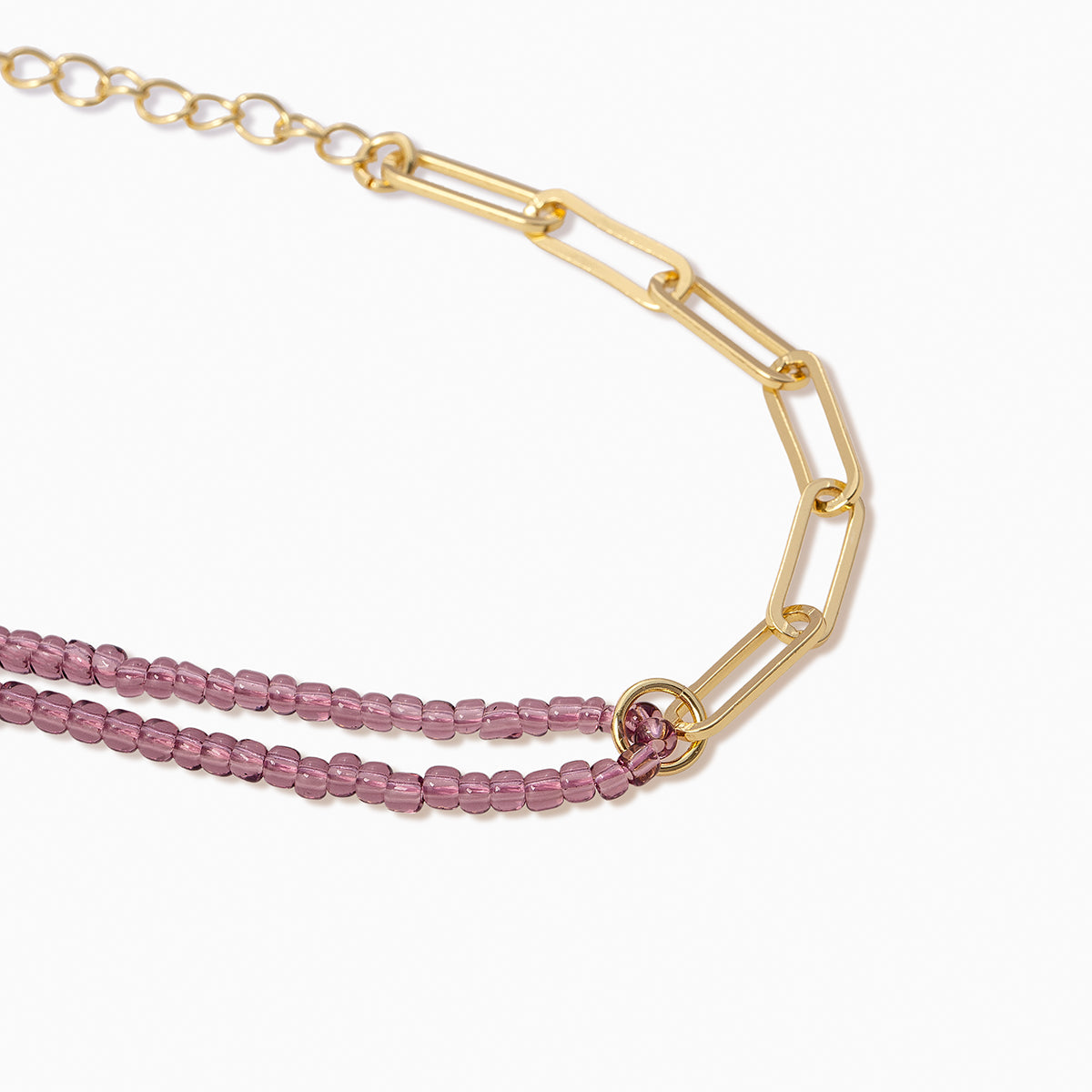Purple Bead and Chain Bracelet | Gold | Product Detail Image | Uncommon James