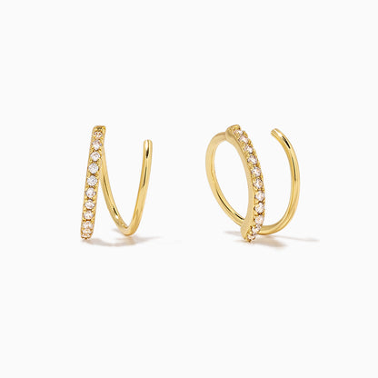 Seeing Double Spiral Hoop Earrings in Gold