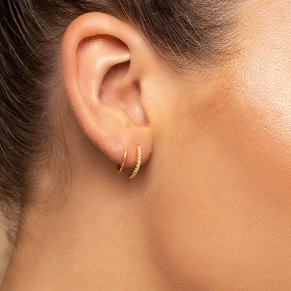 Seeing Double Earrings | Gold Clear | Model Image | Uncommon James