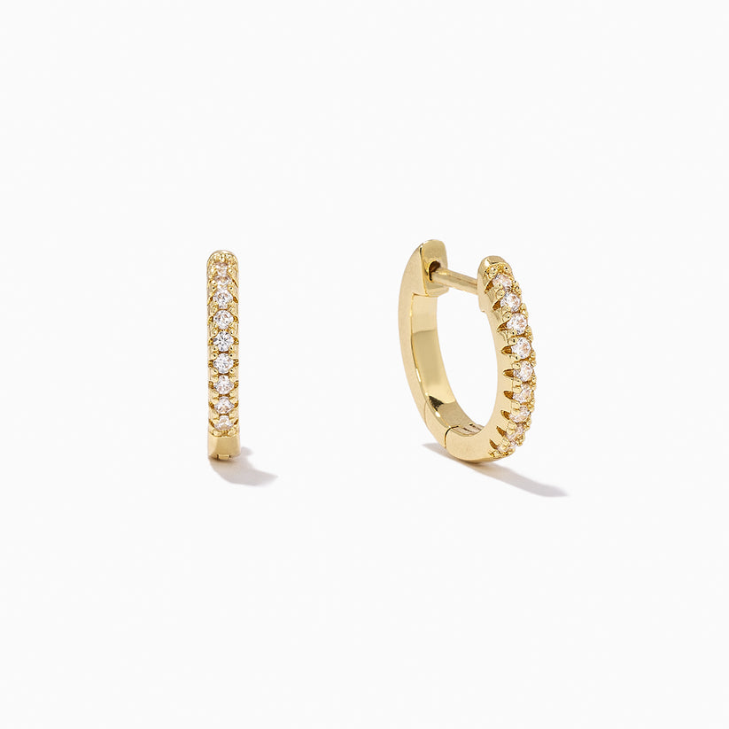 Gold Tiny Pavé Huggie Earrings | Small Gold Hoops | Uncommon James