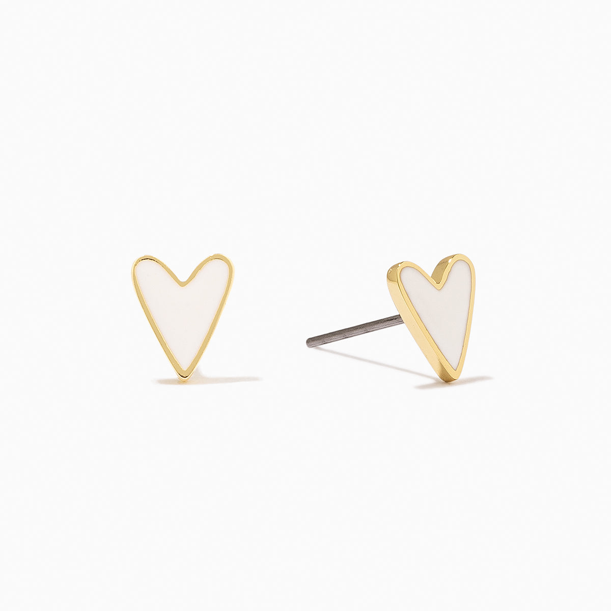 White Heart Studs | Gold | Product Image | Uncommon James