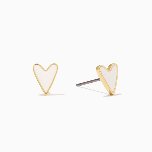 White Heart Studs | Gold | Product Image | Uncommon James