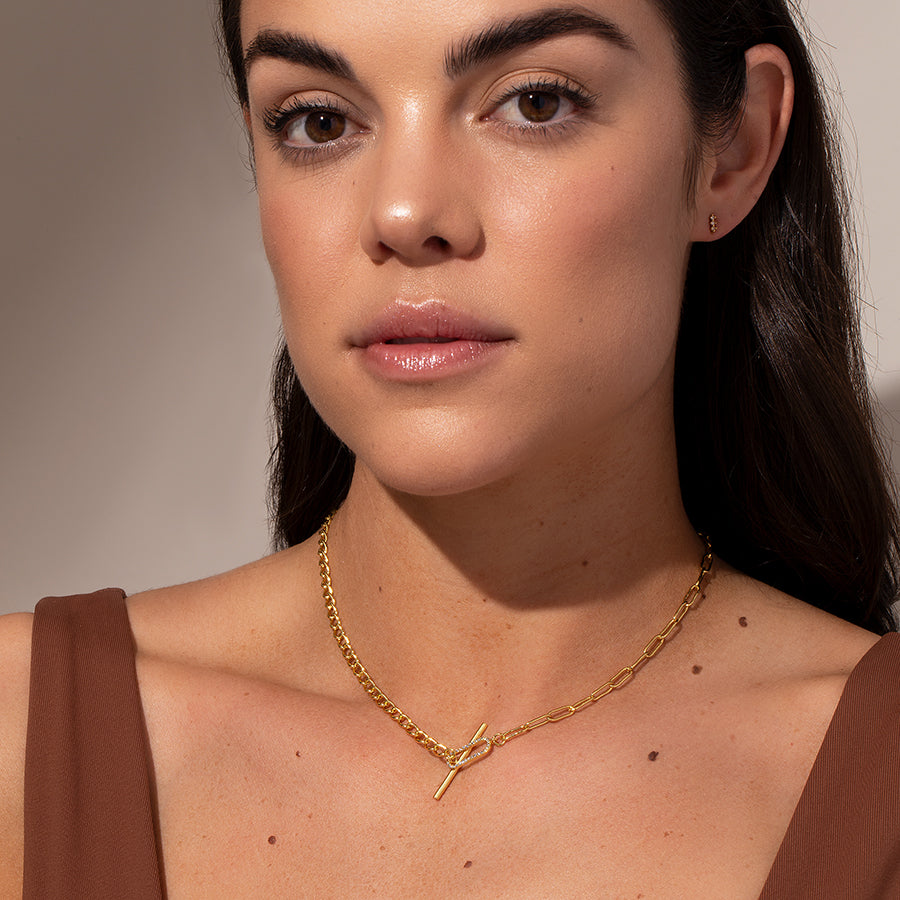 All in One Necklace | Gold | Model Image | Uncommon James