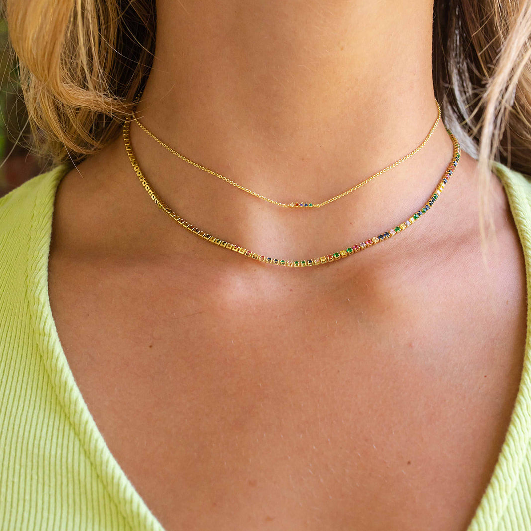 Colorful Studded Necklace | Gold | Model Image | Uncommon James