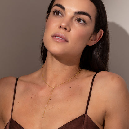 Soft Touch Lariat Necklace | Gold | Model Image | Uncommon James