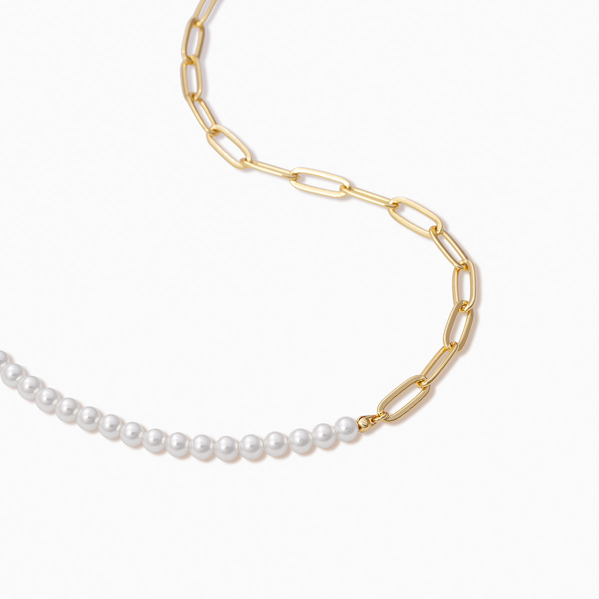 Gold Split Paperclip Chain + Pearl Necklace | Uncommon James