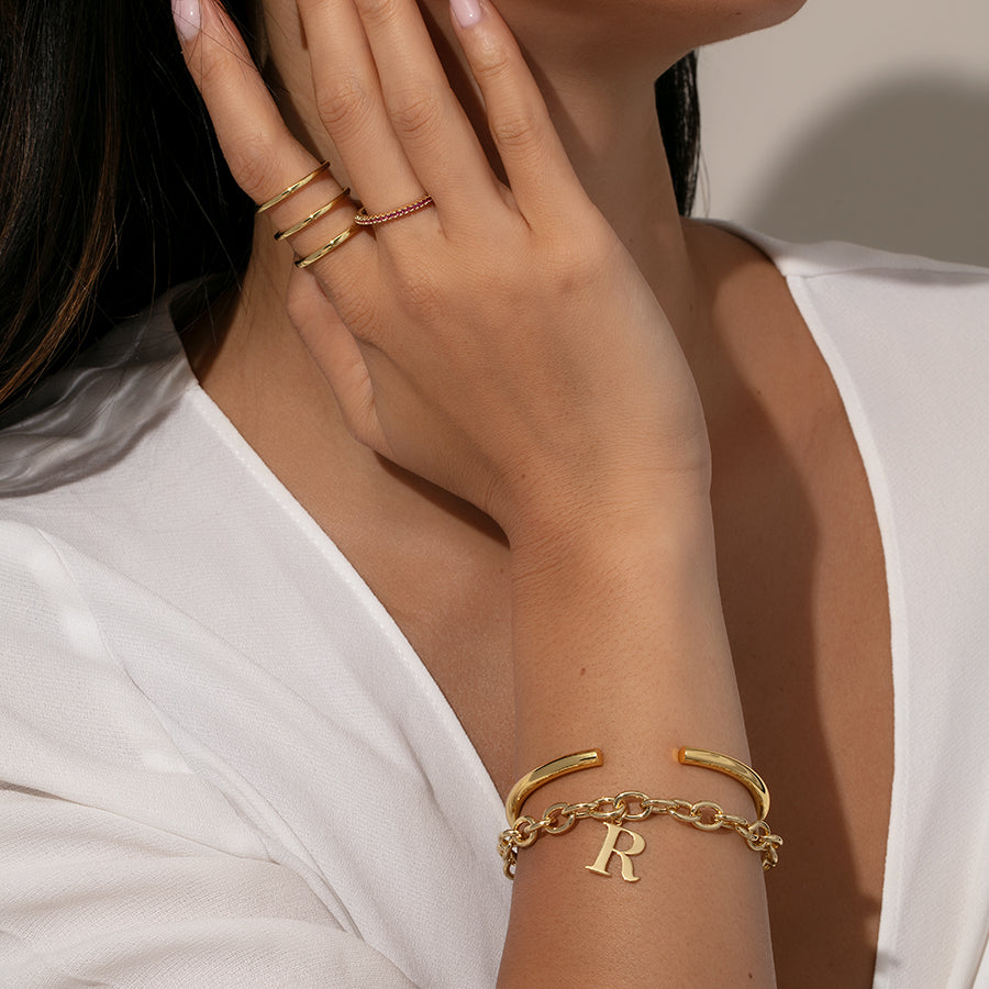 Simple Open Bangle Bracelet in Gold Uncommon James