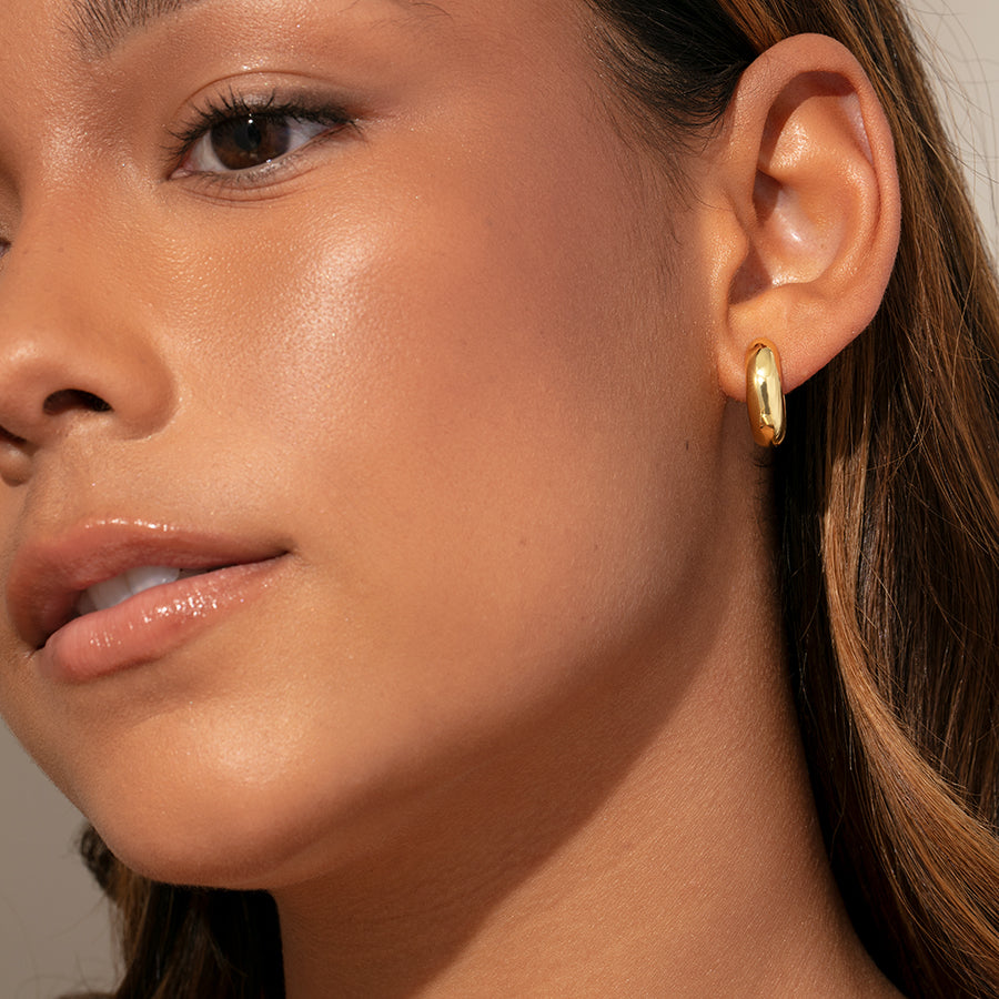 Chunky Gold Hoop Earrings Thick Gold Hoops Gold Hoop -   Hoop earrings  small, Chunky gold hoop earrings, Huggies earrings