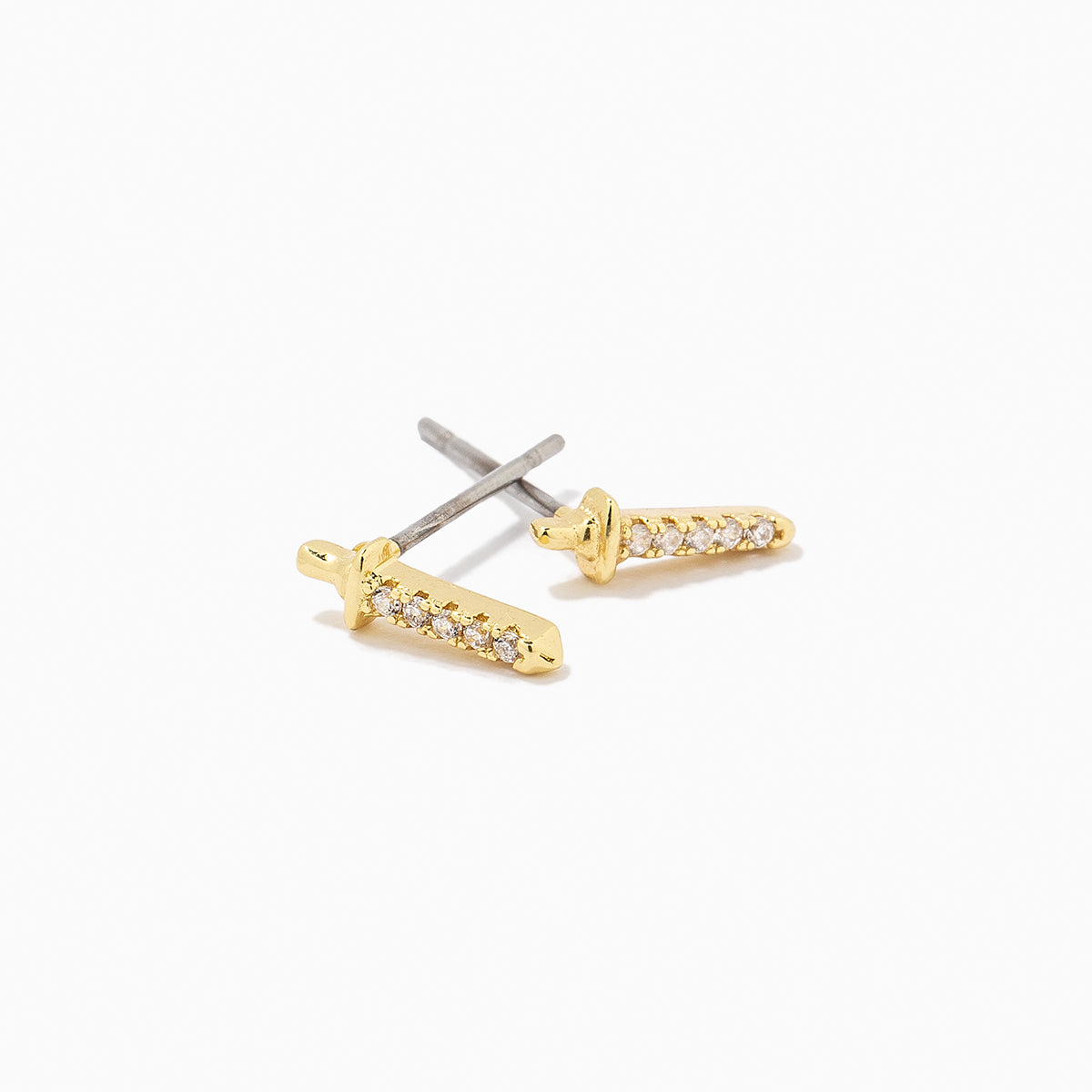 Cut Throat Stud Earrings | Gold | Product Detail Image | Uncommon James