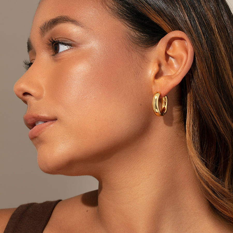 Stainless Steel Hoop Earrings - Gold
