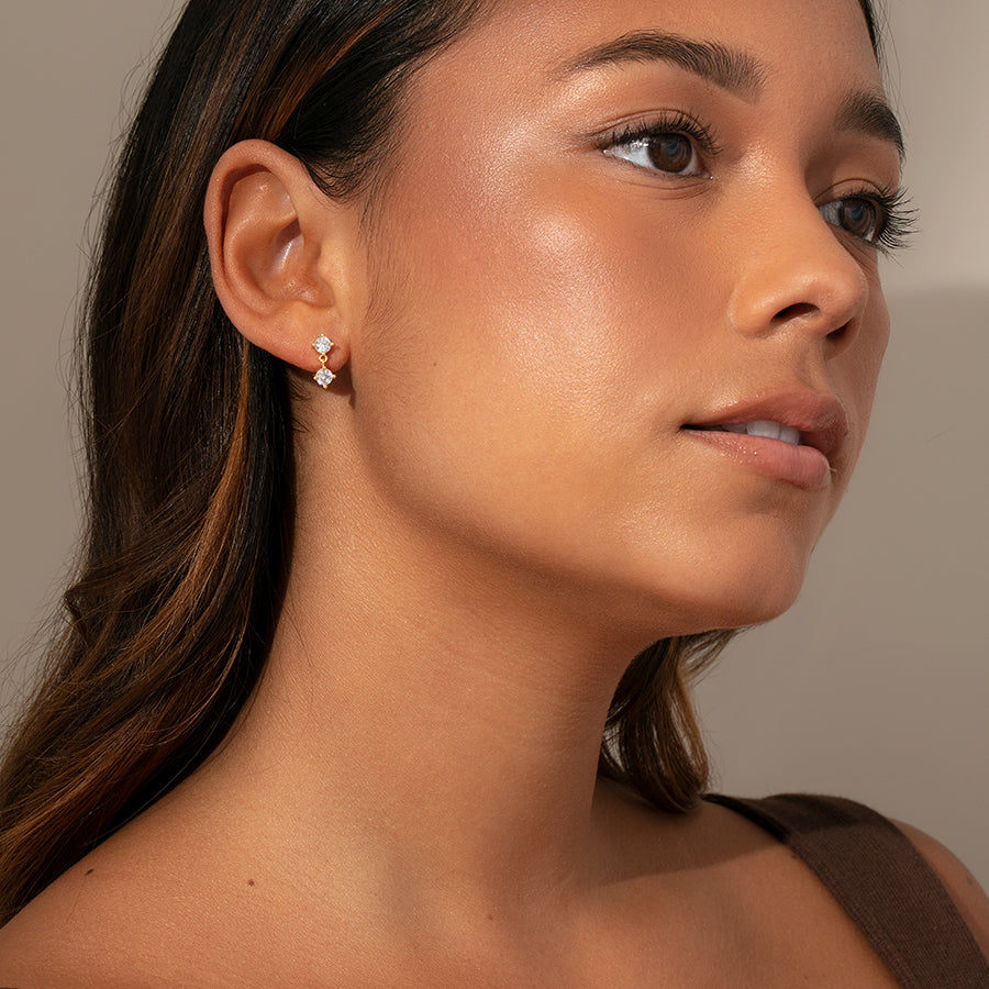 Spotlight Earrings | Gold | Model Image | Uncommon James