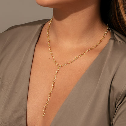 Circle Chain Lariat Necklace | Gold | Model Image | Uncommon James