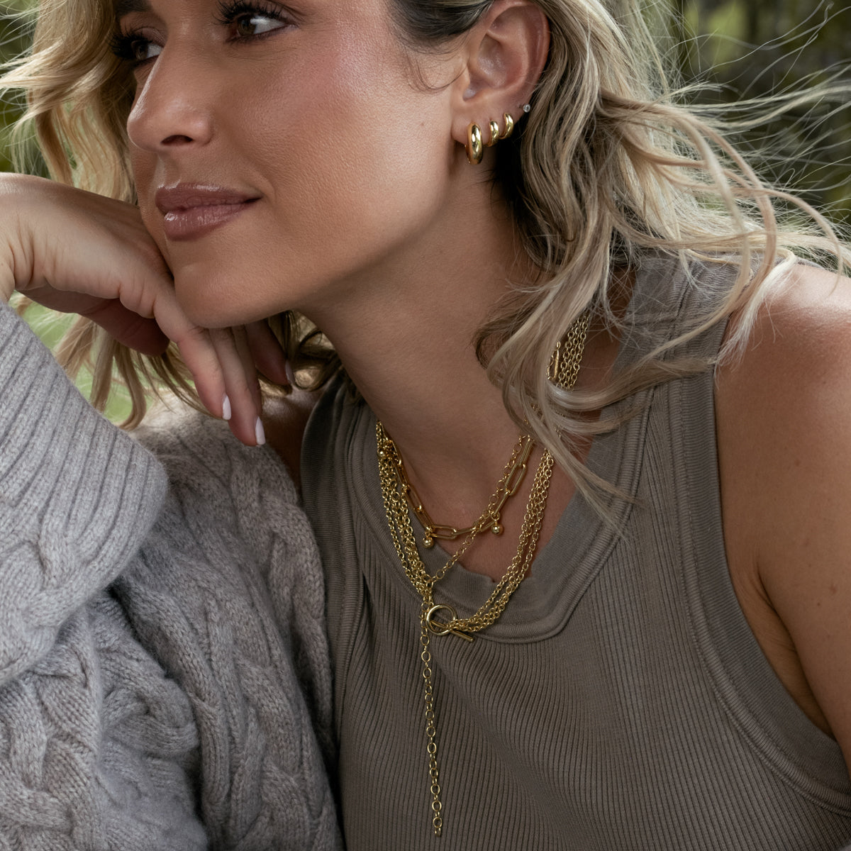 Iconic Triple Chains Three Layer Necklace in Gold | Uncommon James