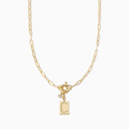 ["Initial Chain Necklace ", " Gold C ", " Product Image ", " Uncommon James"]
