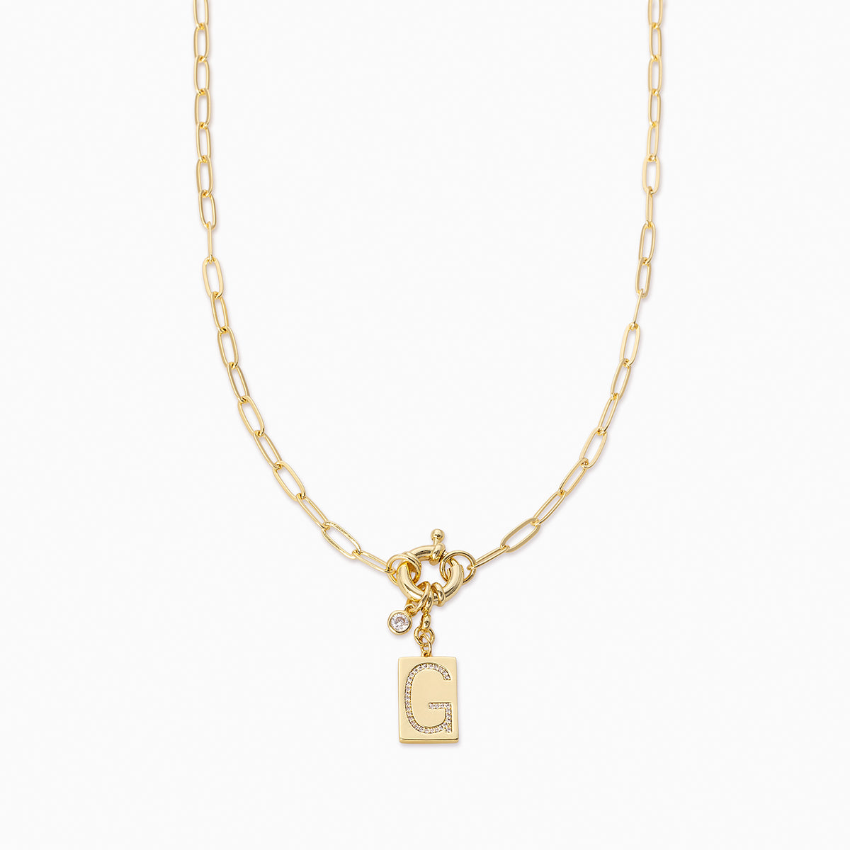 Initial Pendant L Letter Charms Diamond Necklace 14K Gold-G,I1 18 Chain / White Gold