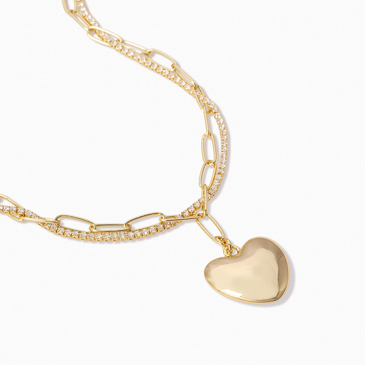 Intertwined Chain and Heart Necklace | Gold | Product Detail Image | Uncommon James