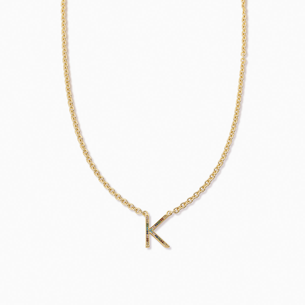 Kanak Jewels Lovely Alphabet 'K' & Tiny Heart Locket Chain Double Pendant  Initial Letter n Cute