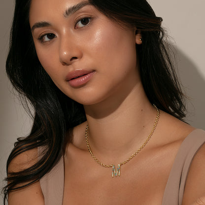 Know Me Necklace | Gold A Gold C Gold E Gold J Gold K Gold L Gold M Gold S Gold T | Model Image | Uncommon James