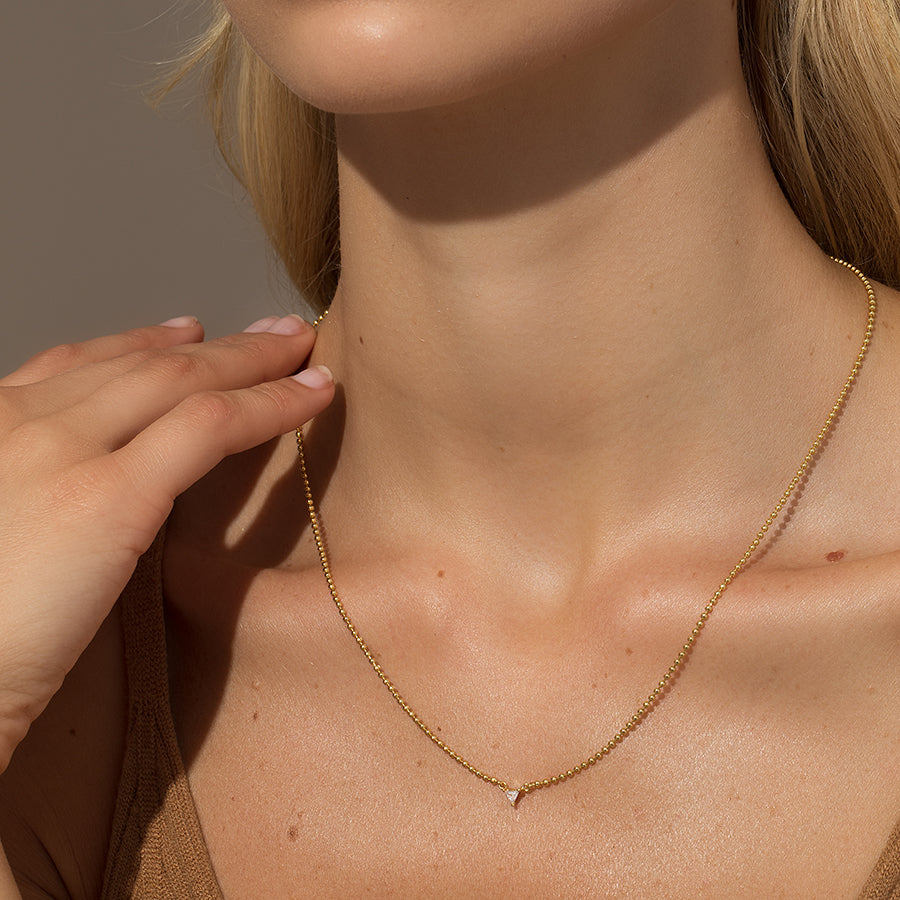 Love Triangle Necklace | Gold | Model Image | Uncommon James