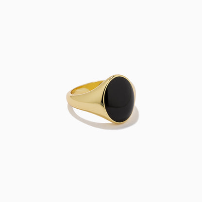 ["Black Onyx Oval Ring ", " Gold ", " Product Detail Image ", " Uncommon James"]