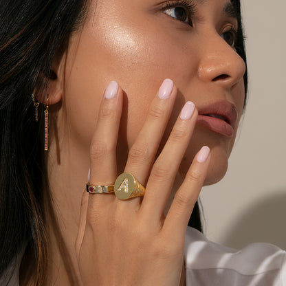 Pink Heart Ring | Gold | Model Image | Uncommon James