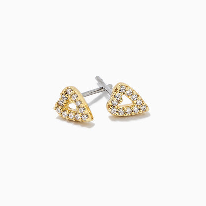 Open Hearts Stud Earrings | Gold | Product Detail Image | Uncommon James