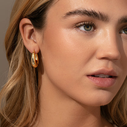 Rare Hoop Earrings | Gold | Model Image | Uncommon James
