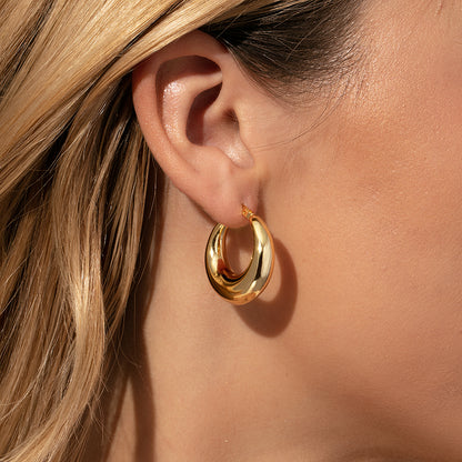 ["Rare Hoop Earrings ", " Gold ", " Model Image 2 ", " Uncommon James"]