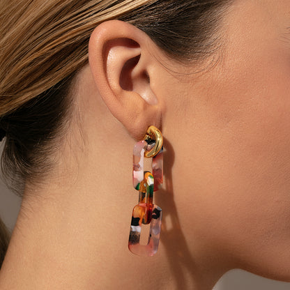Resin Link Earrings | Pink Resin | Model Image 2 | Uncommon James