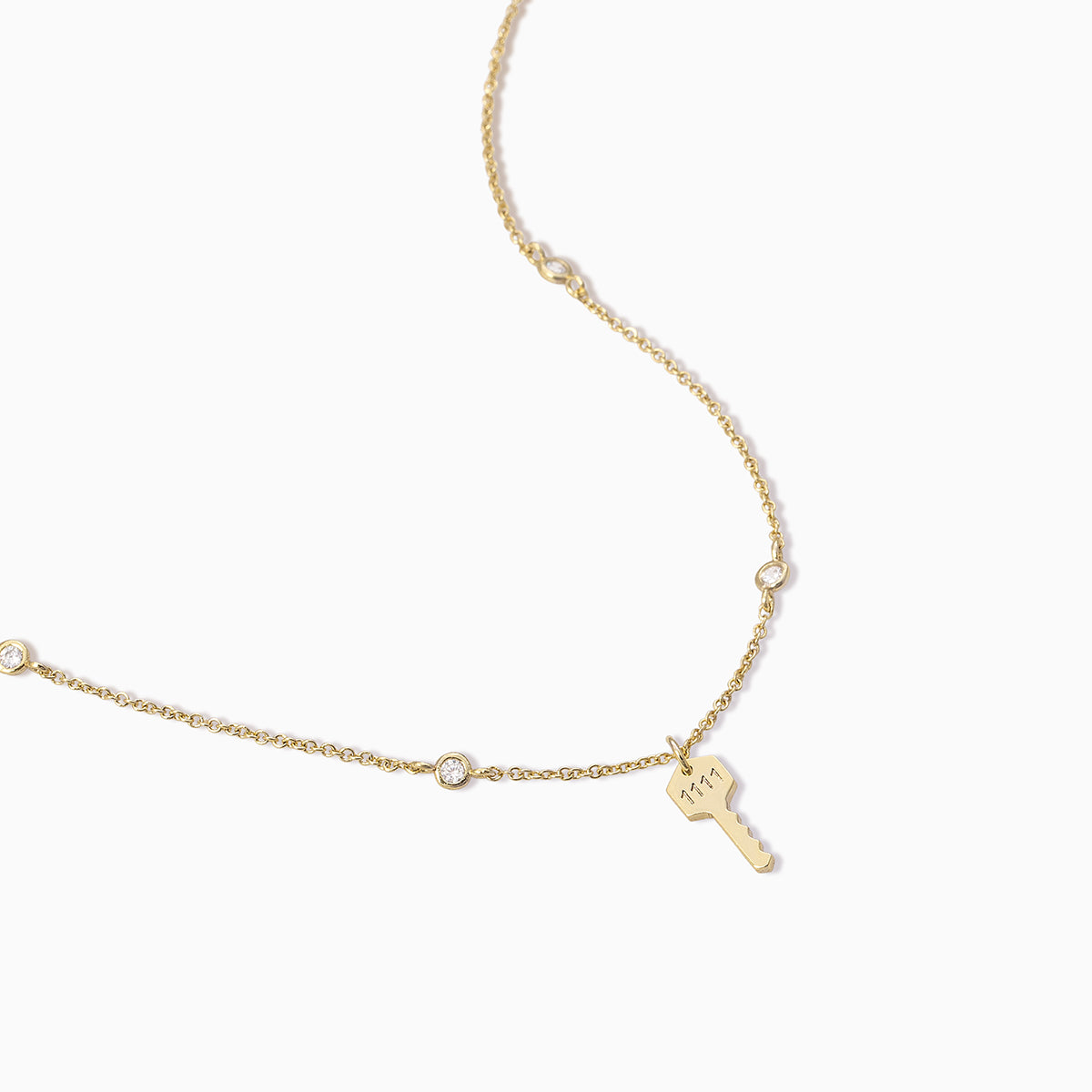 Angel Number Key Necklace | Gold | Product Detail Image | Uncommon James