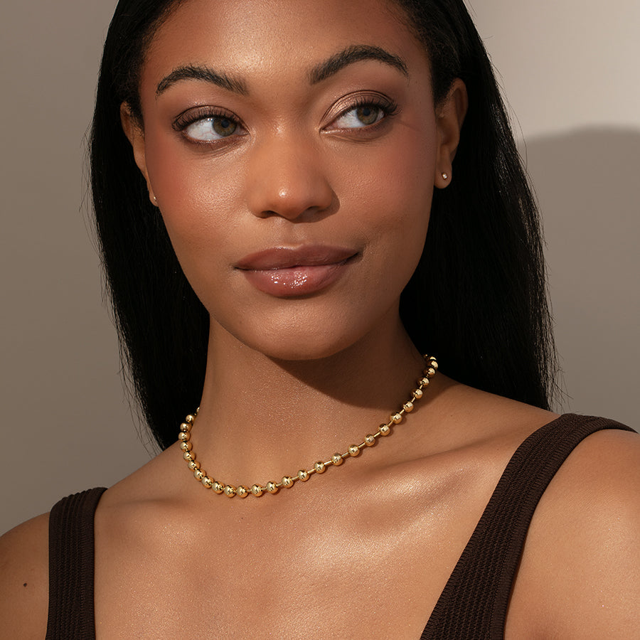 Ball Chain Necklace | Gold | Model Image | Uncommon James