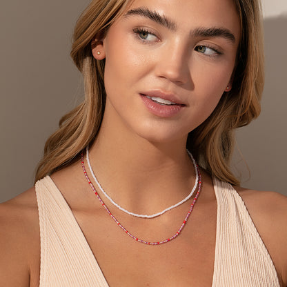 ["Beaded Necklace ", " Pink Red Long ", " Model Image 2 ", " Uncommon James"]