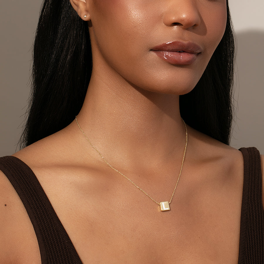 Bold Letter Necklace | Gold | Model Image 2 | Uncommon James