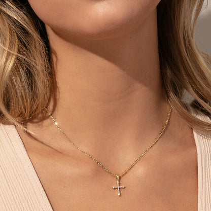 ["Cross and Chain Necklace ", " Gold ", " Model Image ", " Uncommon James"]