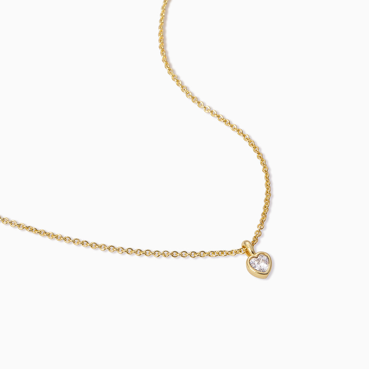 14K Solid Gold Solitaire Heart Necklace