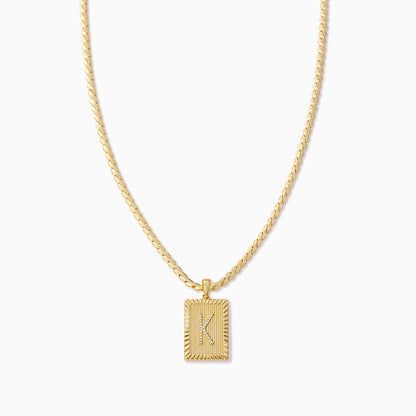 ["Letter Chain Necklace ", " Gold K ", " Product Image ", " Uncommon James"]