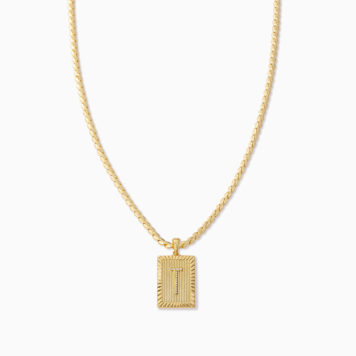 Diamond Letter T Necklace in 9ct White Gold | Gold Boutique