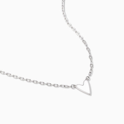 ["Mini White Heart Necklace ", " Sterling Silver ", " Product Detail Image ", " Uncommon James"]