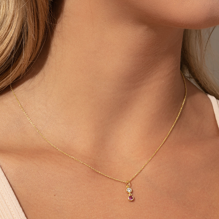 Pink and White Gem Dainty Chain Necklace in Gold Uncommon James