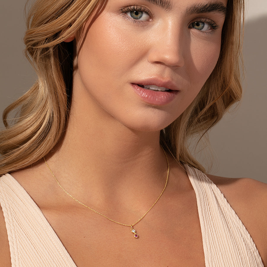 Dainty White Diamond Rectangular Bar Necklace in 14k Real Gold