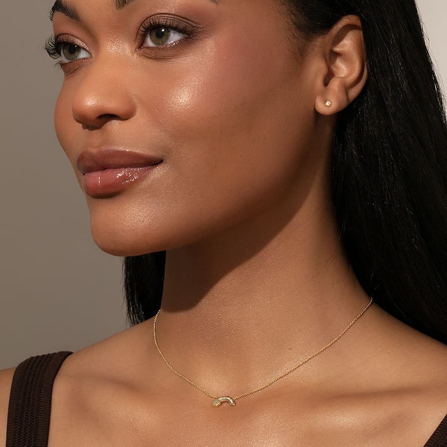 Watercolor Gem and Dainty Chain Necklace in Gold | Uncommon James
