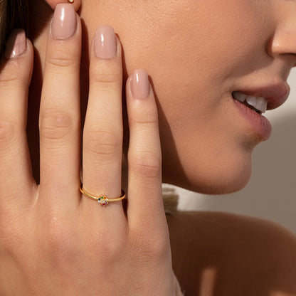 Colorful Flower Ring | Gold | Model Image | Uncommon James