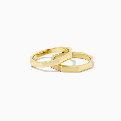 ["Octagon Ring (Set of 2) ", " Gold ", " Product Detail Image ", " Uncommon James"]