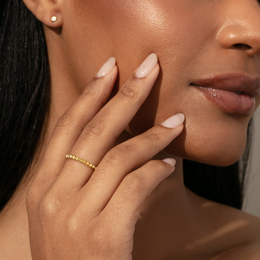 Textured Stud Ring | Gold | Model Image 2 | Uncommon James