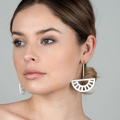 Moringa Earrings | White | Model Image | Uncommon James